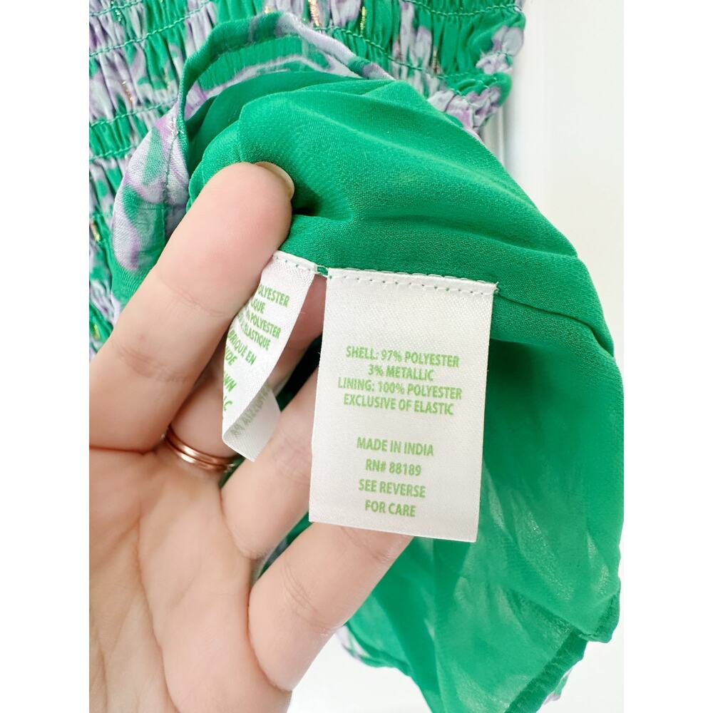 Lily Pulitzer Smocked Top Green and Purple Size S - Picture 5 of 7
